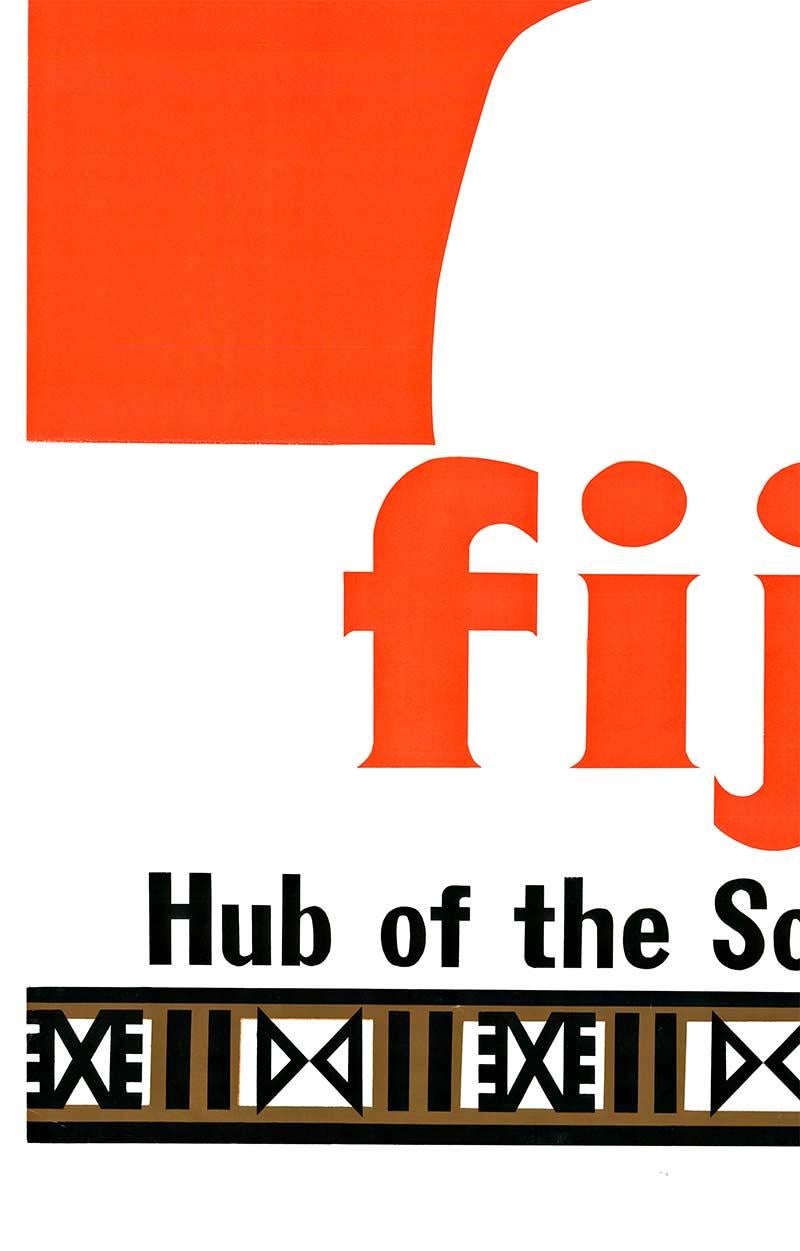 Fiyi original - Centro de la vendimia del Pacífico Sur  póster de viaje con reverso de lino. - Print moderno estadounidense de Unknown