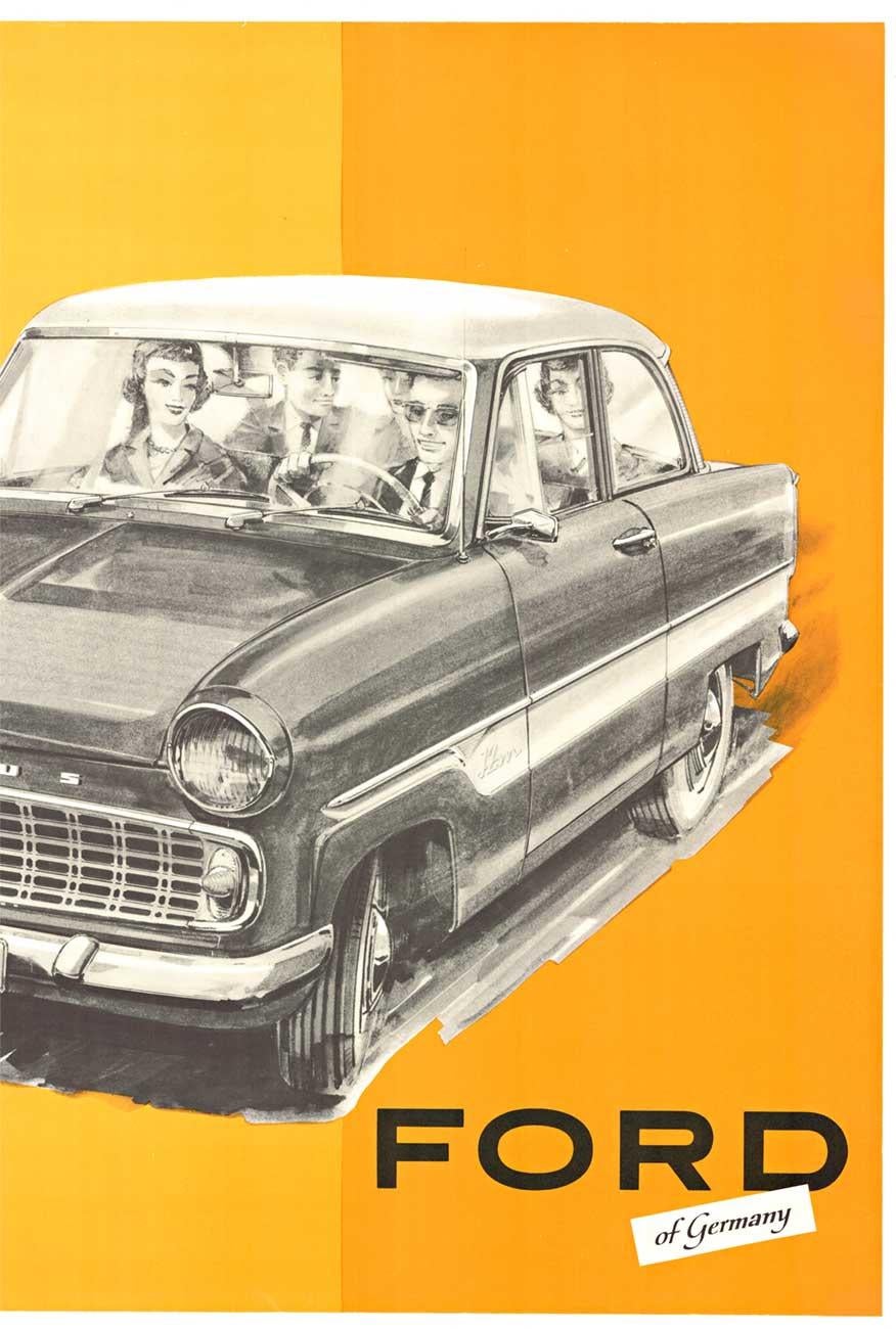 Original Ford, Das ganze neue Taunus 12M Super-Vintage-Deutschisches Plakat (Amerikanischer Realismus), Print, von Unknown
