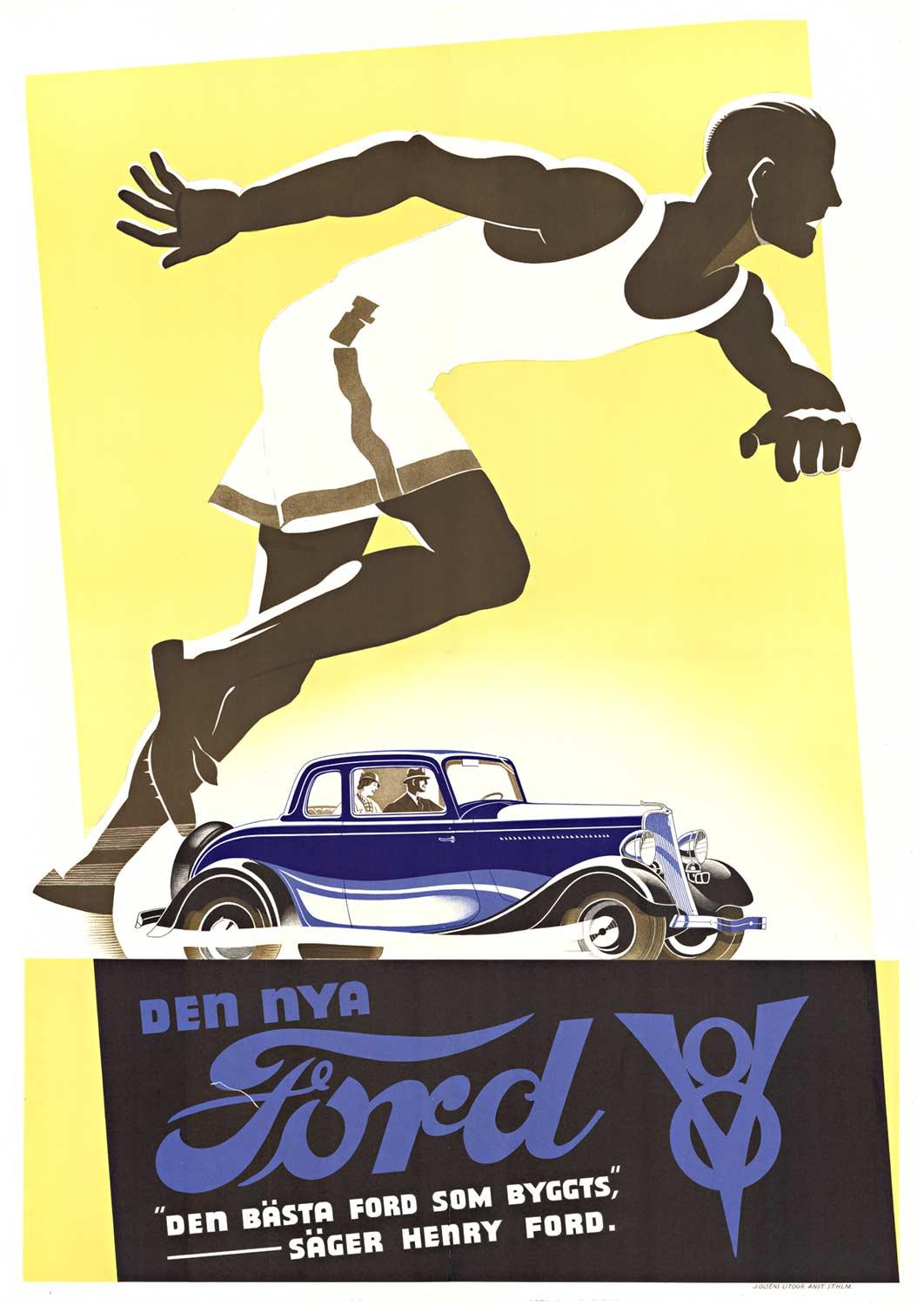 Original "Ford V8" the best Ford ever built, vintage poster