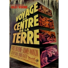 Cartel original francés de Viaje al centro de la Tierra Julio Verne