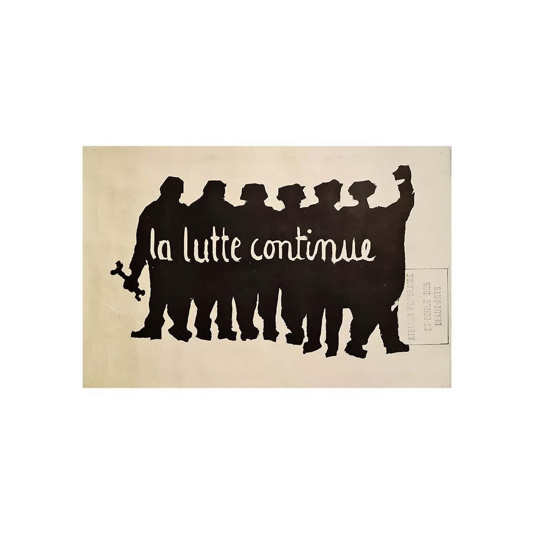 Original French Political Poster May 68 - La lutte continue
