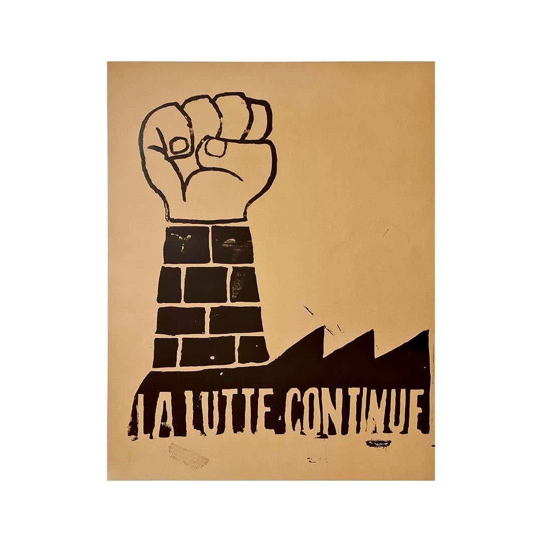Original French Political Poster May 68 - La lutte continue - Print by Unknown