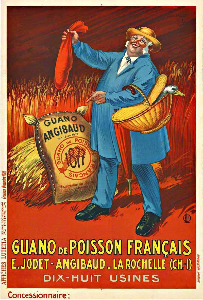 Unknown Landscape Print - Original French vintage poster Guano de Poisson Francais