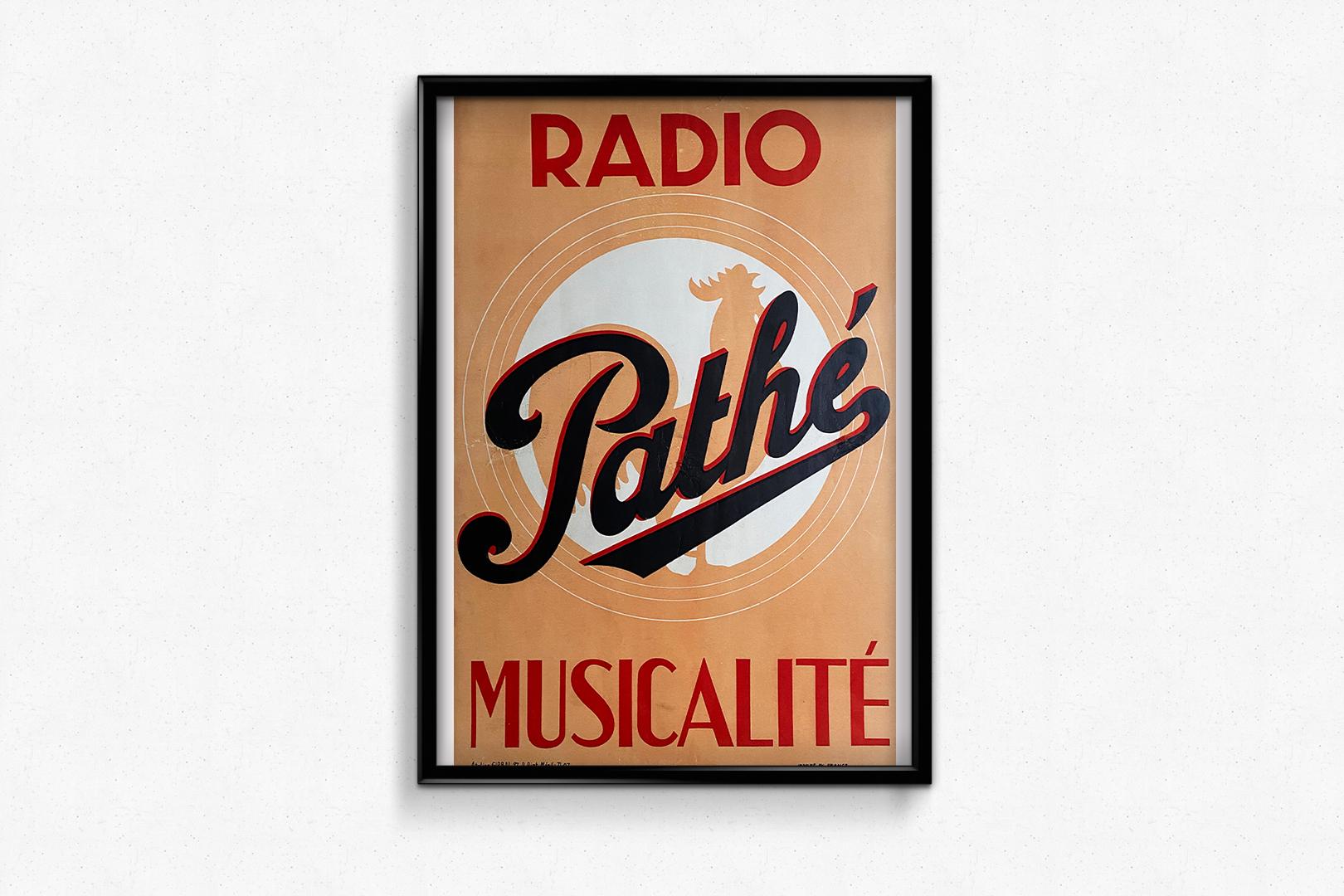 A beautiful vintage poster that highlights the world of the Pathé brand.
An emblematic brand that accompanied all French households during the 2nd World War, since it produced the old radio sets in particular.

Music - Coq -