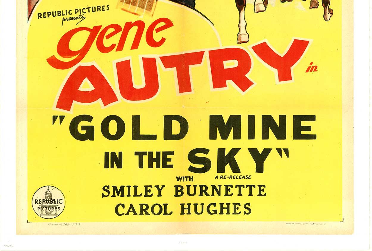 Affiche de film originale Gene Autry Gold Mine in the Sky US 1 feuille avec support en lin - Modernisme américain Print par Unknown