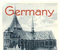 Original Germany, St Mary's Church in Rostock vintage poster, 1930s
