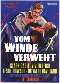 Original 'Gone with the Wind" vintage German movie poster