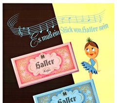 Affiche vintage Haller Fine Chocolate 'Schokolade' Allemagne