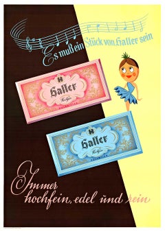 Original Haller Fine Chocolate 'Schokolade' vintage poster  Germany