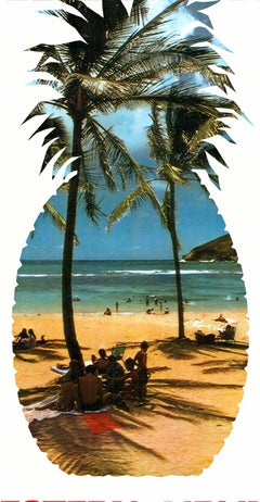 Original Vintage-Reiseplakat von Hawaii Western Airlines, Hawaii