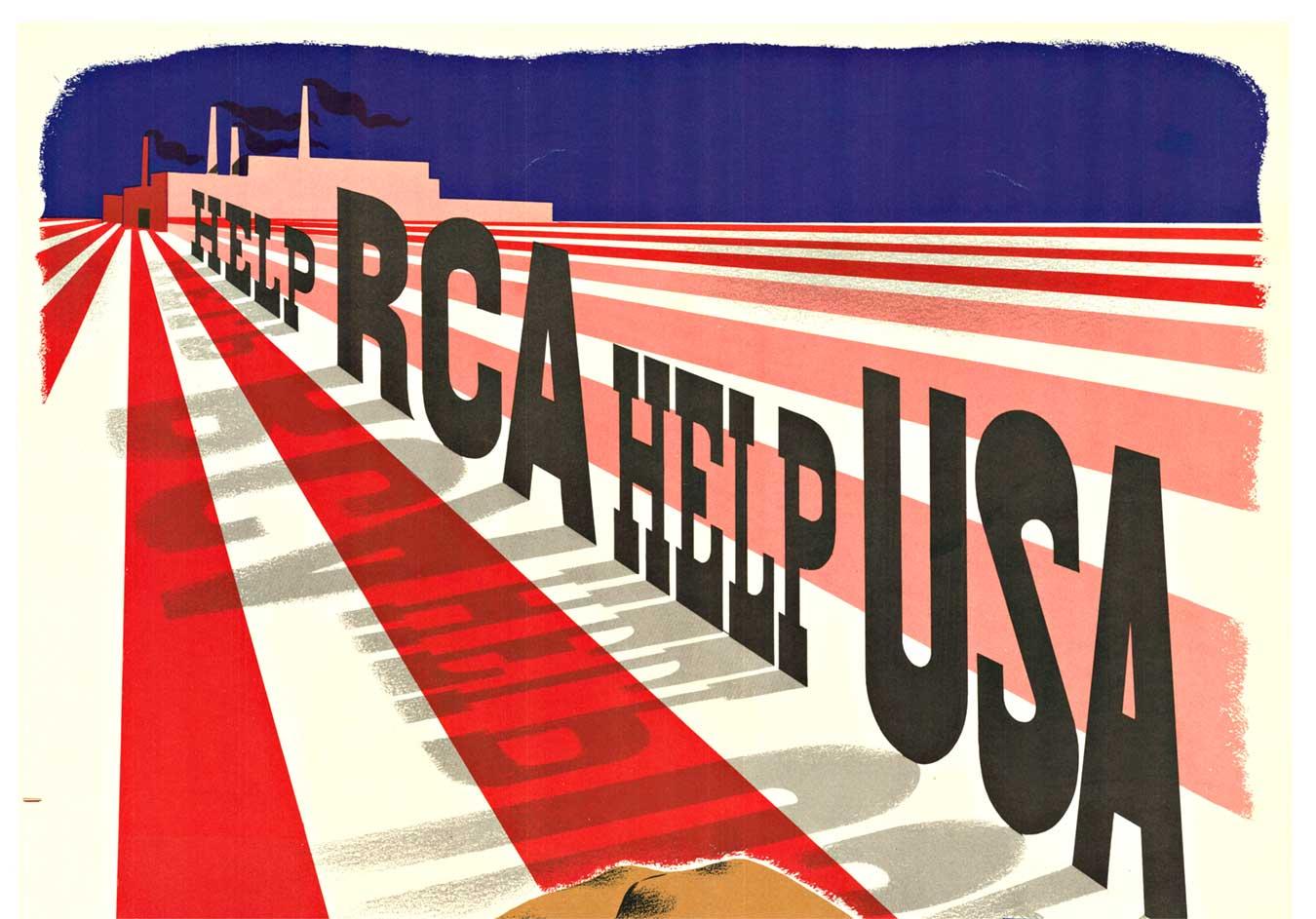 Affiche originale de la Seconde Guerre mondiale «Help RCA help USA, You and I Beat the Promise » - Print de Unknown