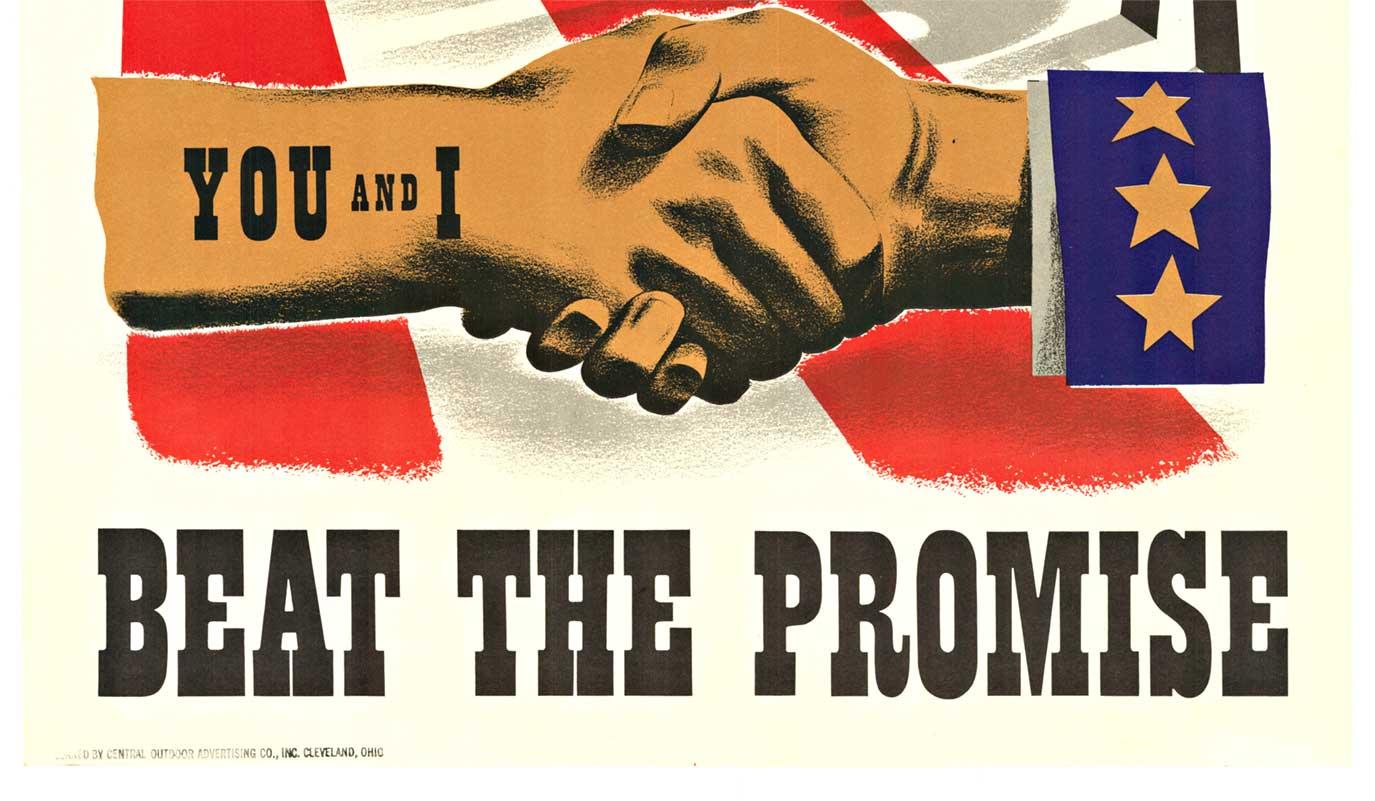 Affiche originale de la Seconde Guerre mondiale «Help RCA help USA, You and I Beat the Promise » - Modernisme américain Print par Unknown