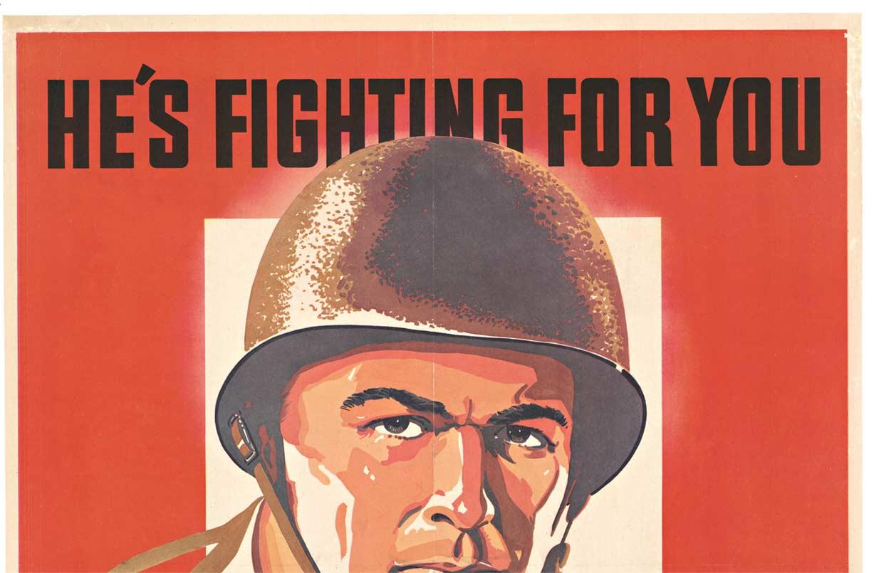 An He se bat pour toi  Join the Club 1943 affiche vintage WW2 sur lin - Réalisme américain Print par Unknown