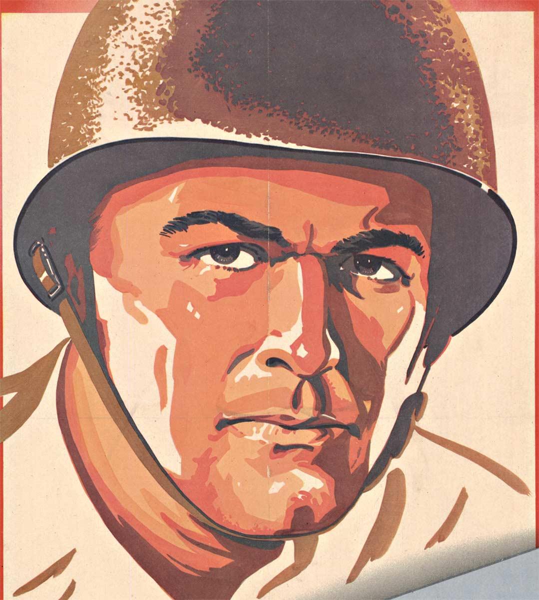 An He se bat pour toi  Join the Club 1943 affiche vintage WW2 sur lin - Orange Portrait Print par Unknown