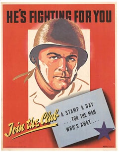 An He se bat pour toi  Join the Club 1943 affiche vintage WW2 sur lin
