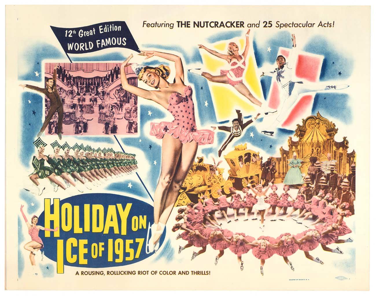 Unknown Figurative Print - Original "Holiday on Ice of 1957" vintage movie poster