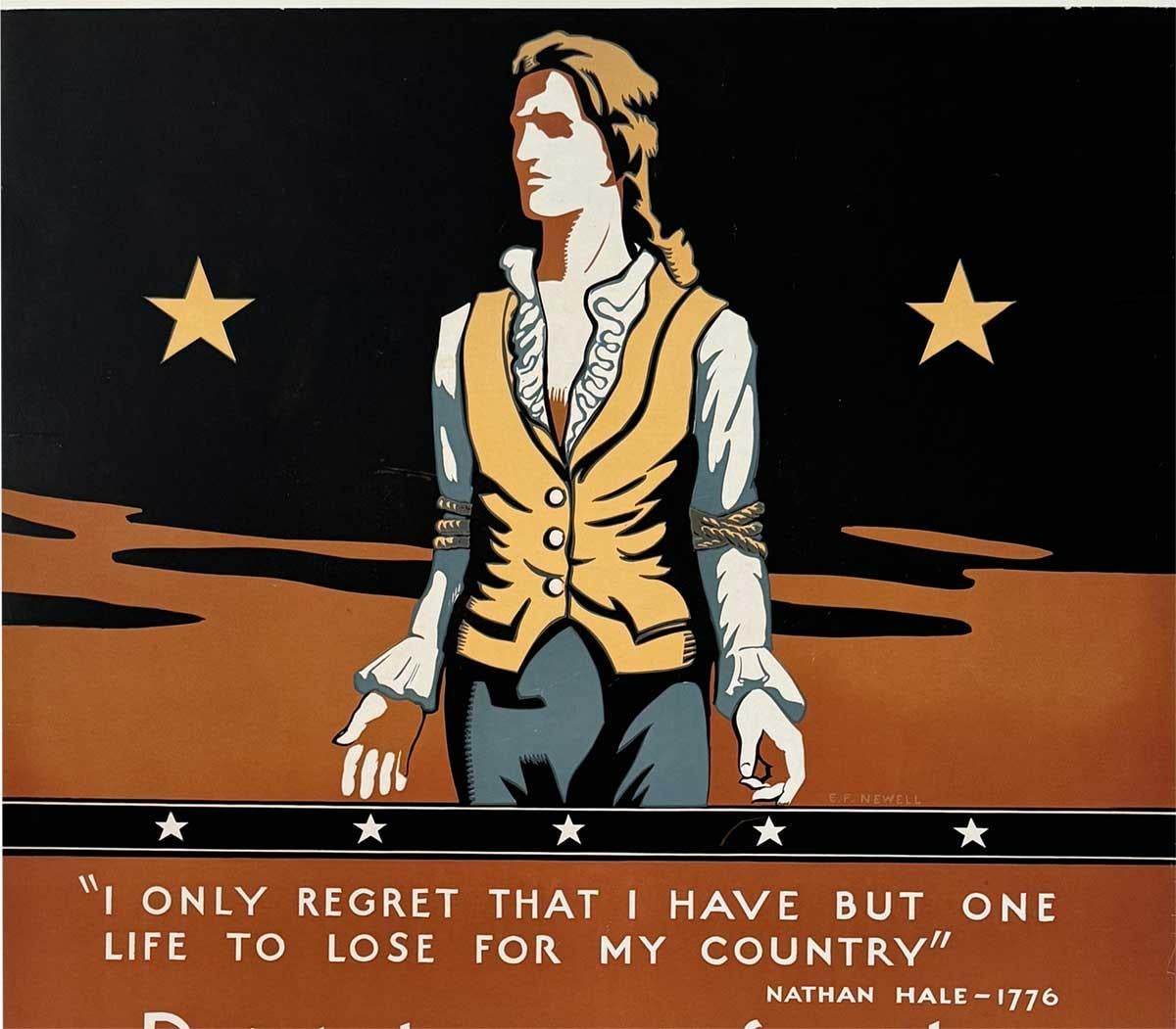 Original I regret I have only one Life, Nathan Hale, vintage psoter - Print by Unknown