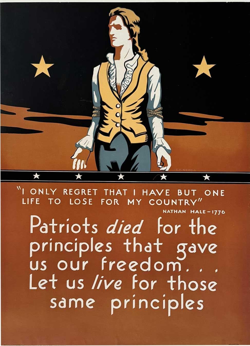 Original Lamento no tener más que una Vida, Nathan Hale, psoter vintage