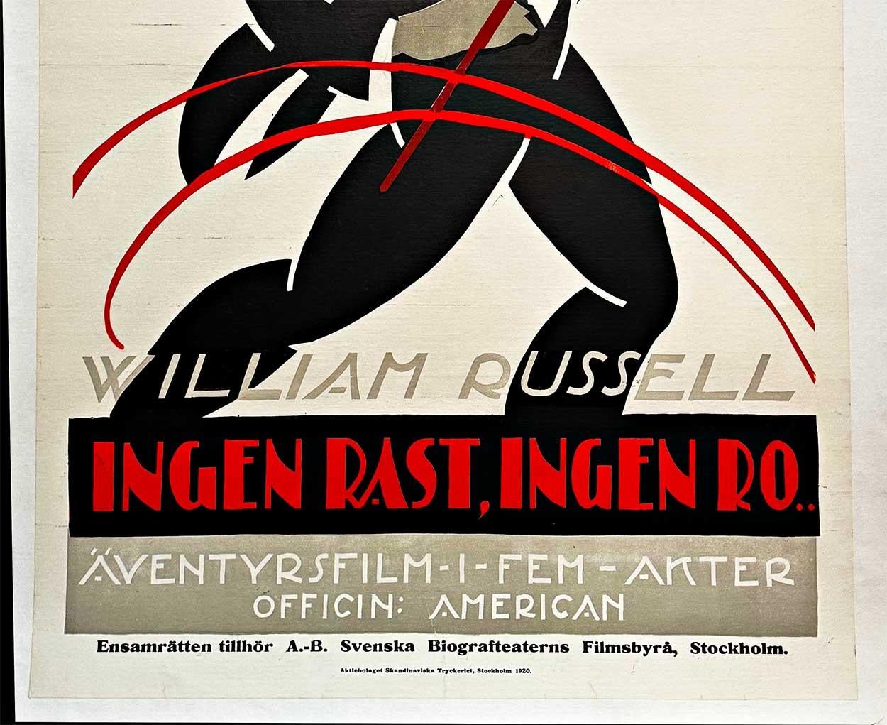 Original Ingen Rast, Ingen Ro  No Rest No Peace  Hobbs in a Hurry Silent movie - Art Deco Print by Unknown