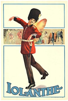 Original "Iolanthe" litografía en piedra de época cartel de teatro de época