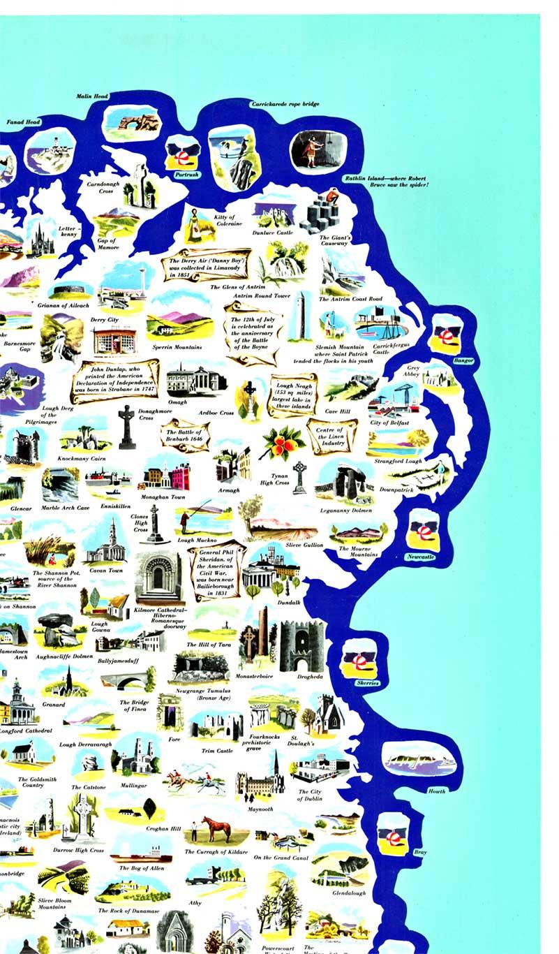 Mappa da viaggio originale dell'Irlanda con poster d'epoca  con supporto in lino - Print American Modern di Unknown