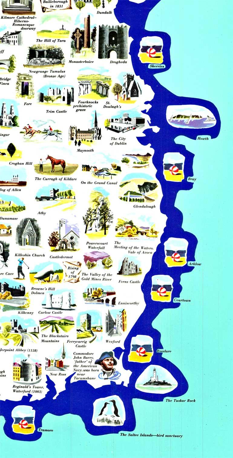 Mappa da viaggio originale dell'Irlanda con poster d'epoca  con supporto in lino in vendita 1