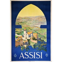 Cartel original italiano de 1926 para el Ferrocarril Nacional ENIT - Asís