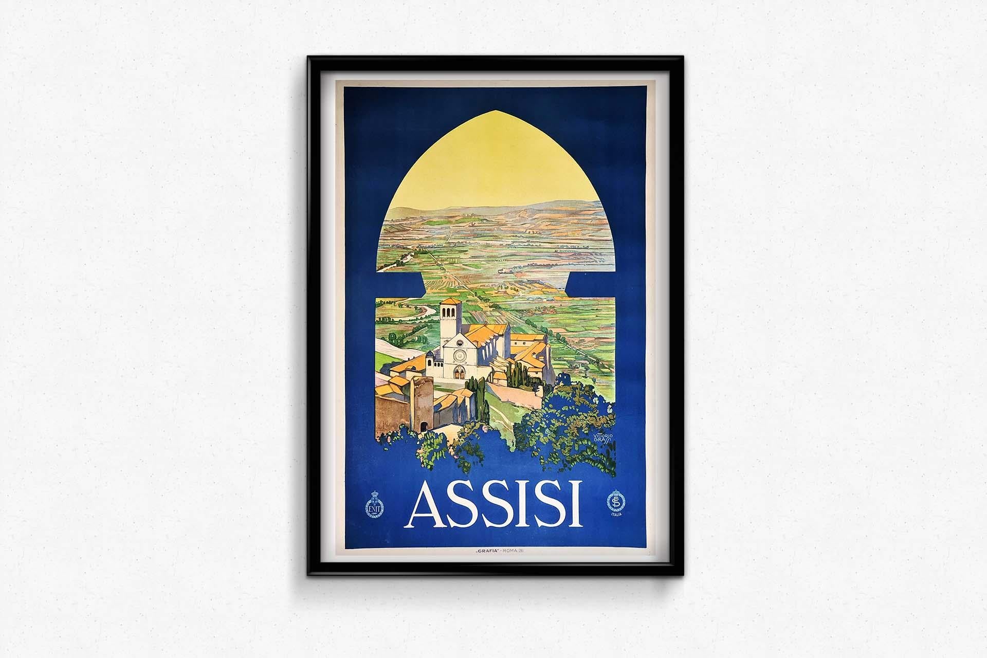 Original Italian poster from 1926 for the National Railway ENIT - Assisi For Sale 1