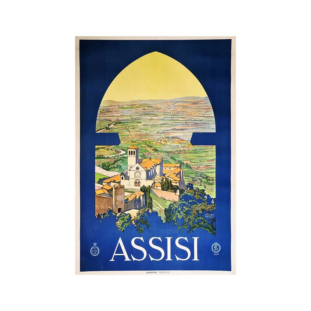 Original Italian poster from 1926 for the National Railway ENIT - Assisi - Print by Unknown