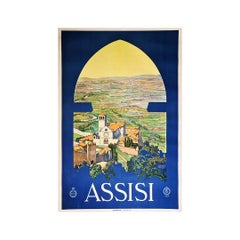 Antique Original Italian poster from 1926 for the National Railway ENIT - Assisi