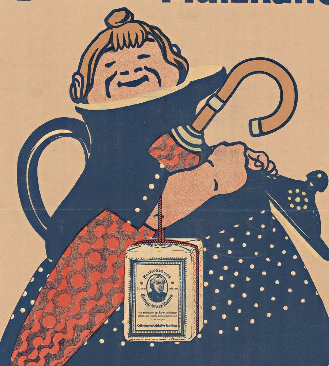Original Kathreiners Malzkaffee Vintage-Kaffeeplakat – Print von Unknown