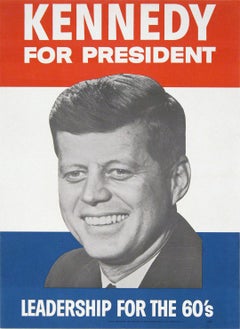 Vintage Original Kennedy for President JFK Poster 1960 Leadership for the 60's