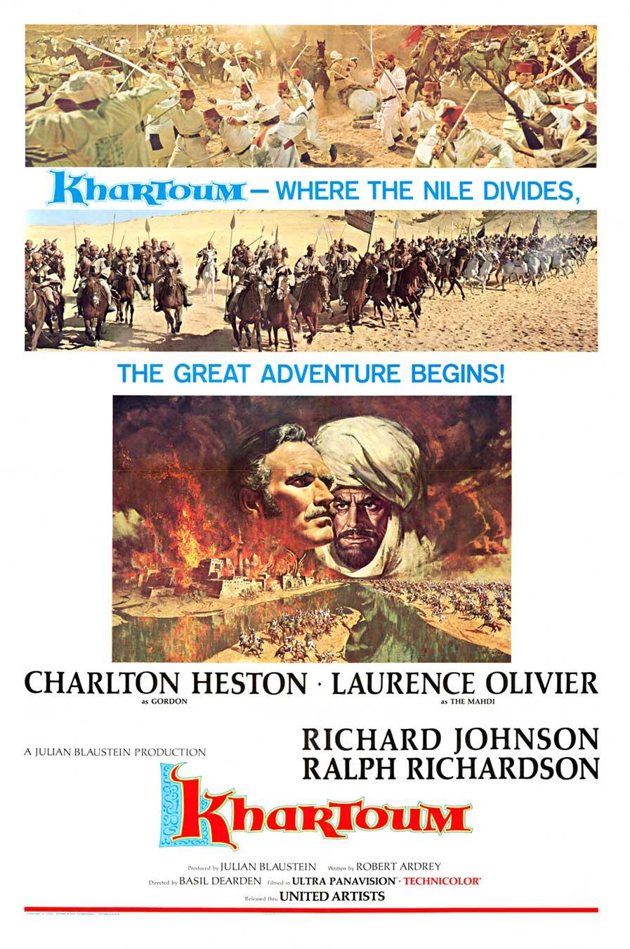 Poster cinematografico d'epoca originale di "Khartoum" Style B, U.S., 1 foglio, con supporto in lino