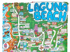 Original Laguna Beach, South Laguna fun map poster, 1998