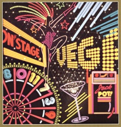 Original Las Vegas Delta Air Lines vintage travel poster  linen backed