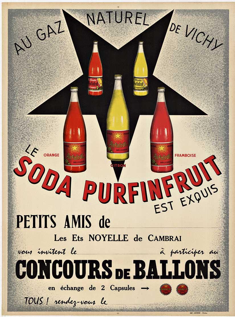 Unknown Print - Original "Le Soda Purfinfruit" vintage French poster