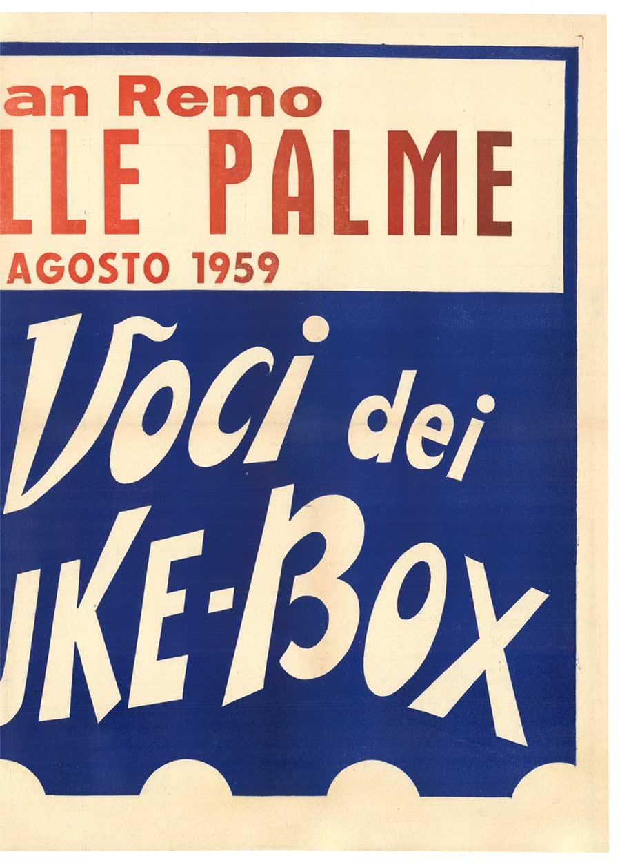 Original Le Voci dei Juke-Box  San Remo Teatro vintage poster - American Modern Print by Unknown
