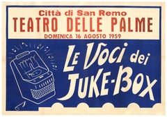 Original Le Voci dei Juke-Box  Cartel vintage San Remo Teatro