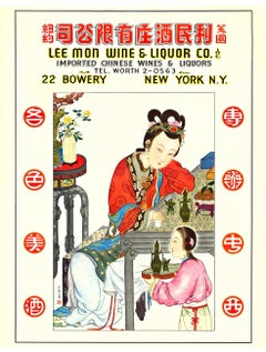 Originale LEE MON WINE & LIQUOR CO. Vini importati, poster d'epoca, NYC