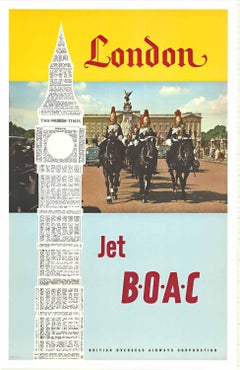 Original "London Jet BOAC - vintage travel poster.   British Overseas Airways Co