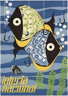 Original Loteria Nacional vintage Spanish lithographic poster
