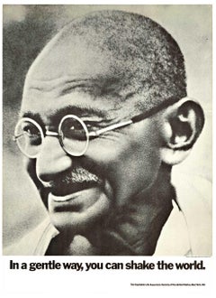 Original Mahatma Gandi Vintage inspirational poster "In a gentle way...