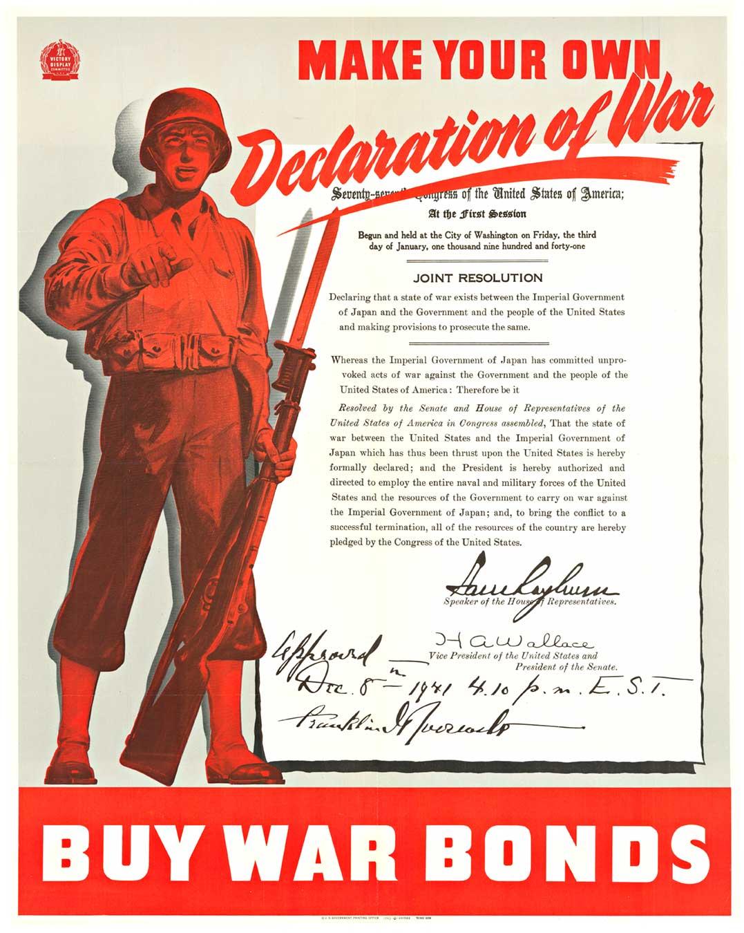 Unknown Portrait Print - Original Make Your Own Declaration of War vintage World Ware Two poster