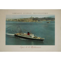Original maritime poster from the Compagnie Générale Transatlantique (CGT)