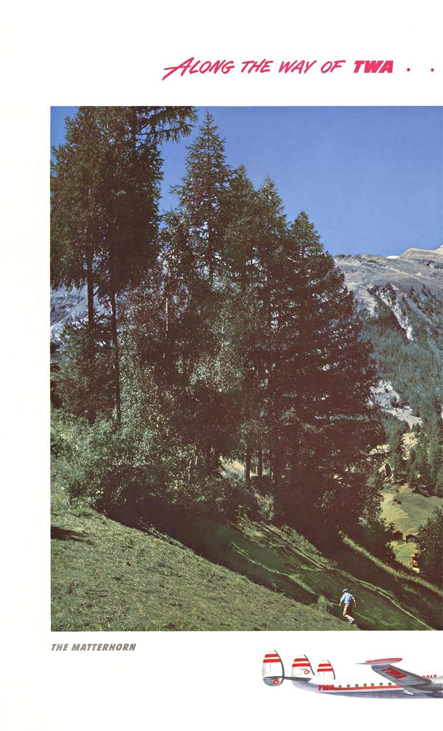 Original Matterhorn, , Along the way of TWA ... Switzerland, vintage poster - Print by Unknown