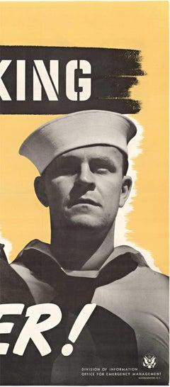 Original "Men Working Together" vintage 1942 poster  horizontal  WWII