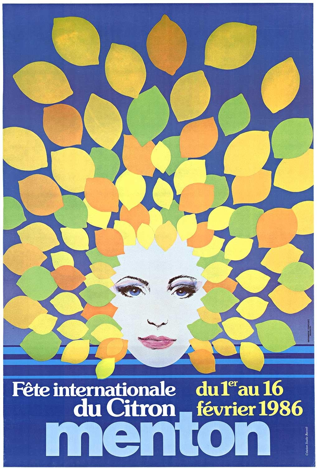 Original Menton Fete Internationale du Citron vintage poster