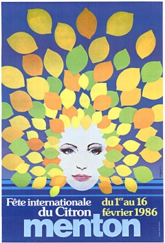Affiche vintage d'origine Menton Fete Internationale du Citron