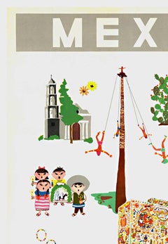 Original MEXICO, Pais de Maravillas vintage travel poster, linen backed.