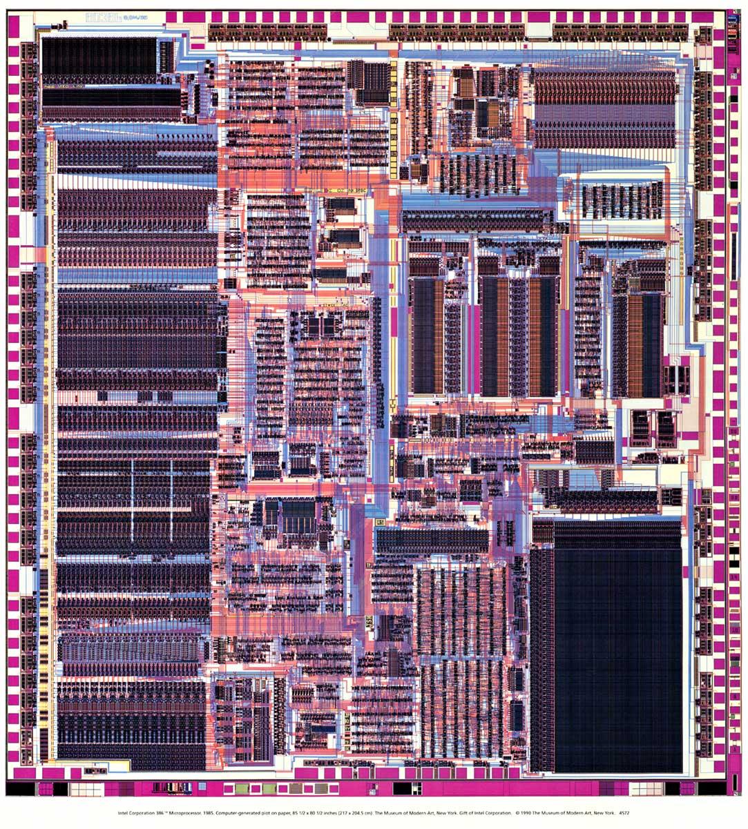 Original Museum of Modern Art, New York poster.   “Information Art” Diagramming Microchips.    This exhibition was made possible by the Intel Corporation Foundation.  Archival linen backed in very fine condition, ready to frame.   The images shown